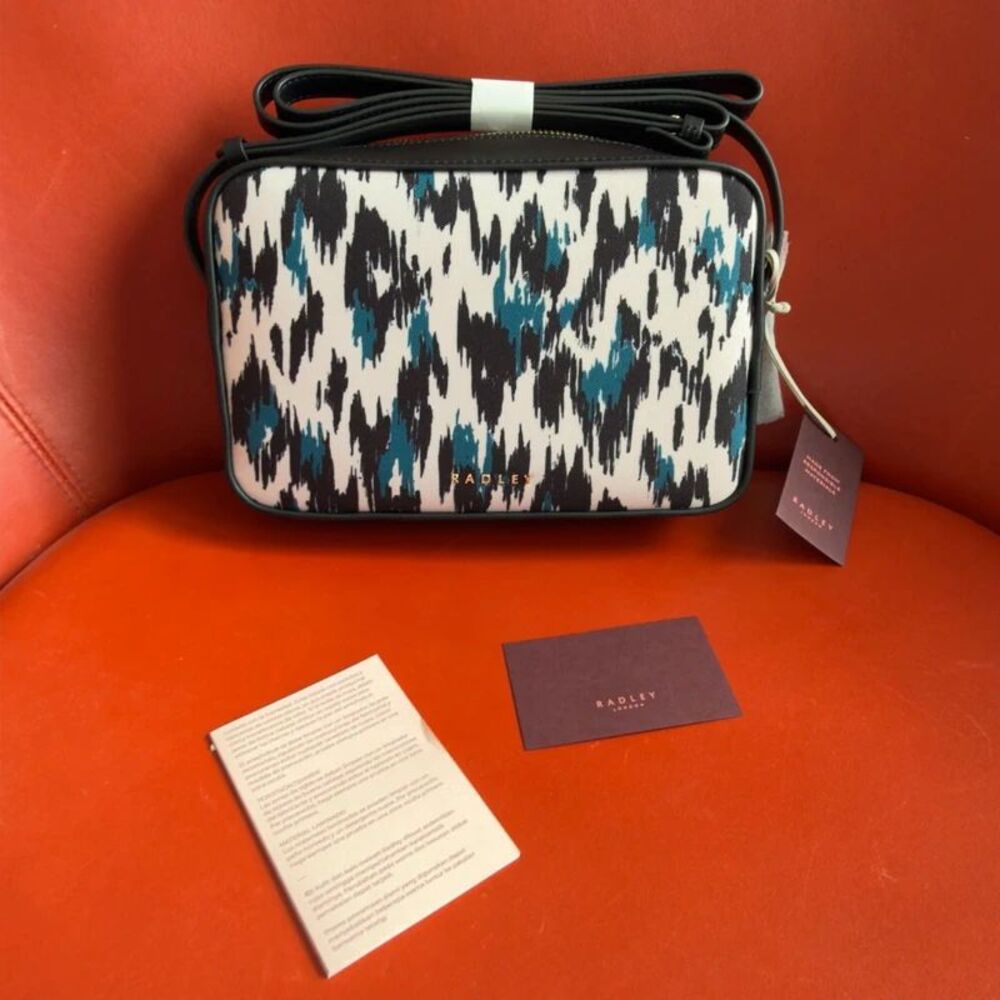 Radley London Addison Abstract Small Ziptop Grab Body Bag Teal New #1/2